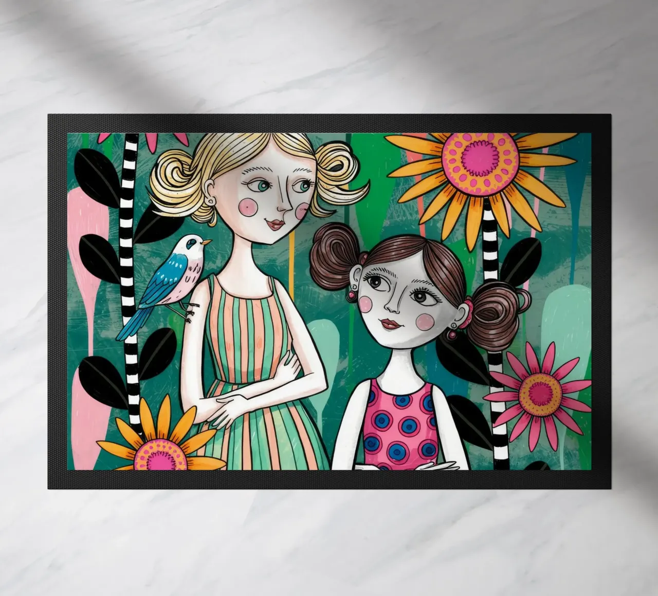 Florale Freundschaft Harmonie Fußmatte von Silent Hue