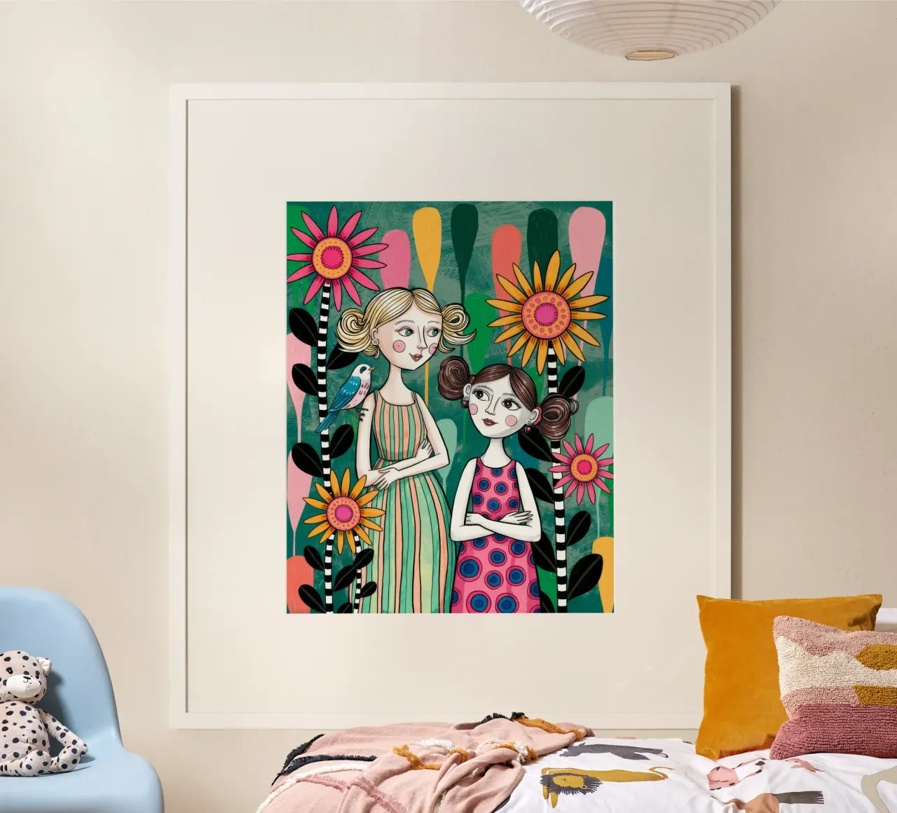 Armonia dell'amicizia floreale poster con telaio in alluminio da Silent Hue