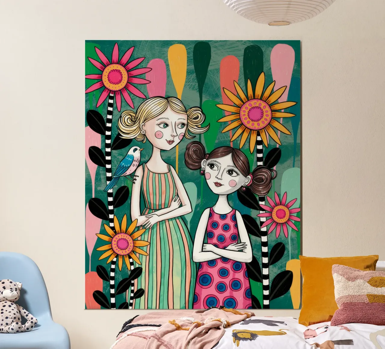 Armonia dell'amicizia floreale poster con telaio in alluminio da Silent Hue