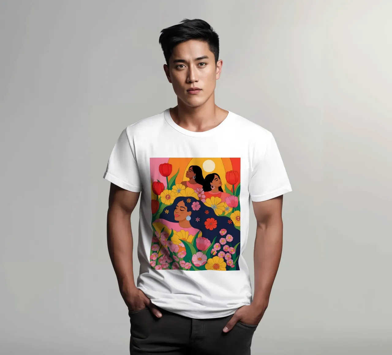 Abbraccio al tramonto in fiore t-shirt da Silent Hue