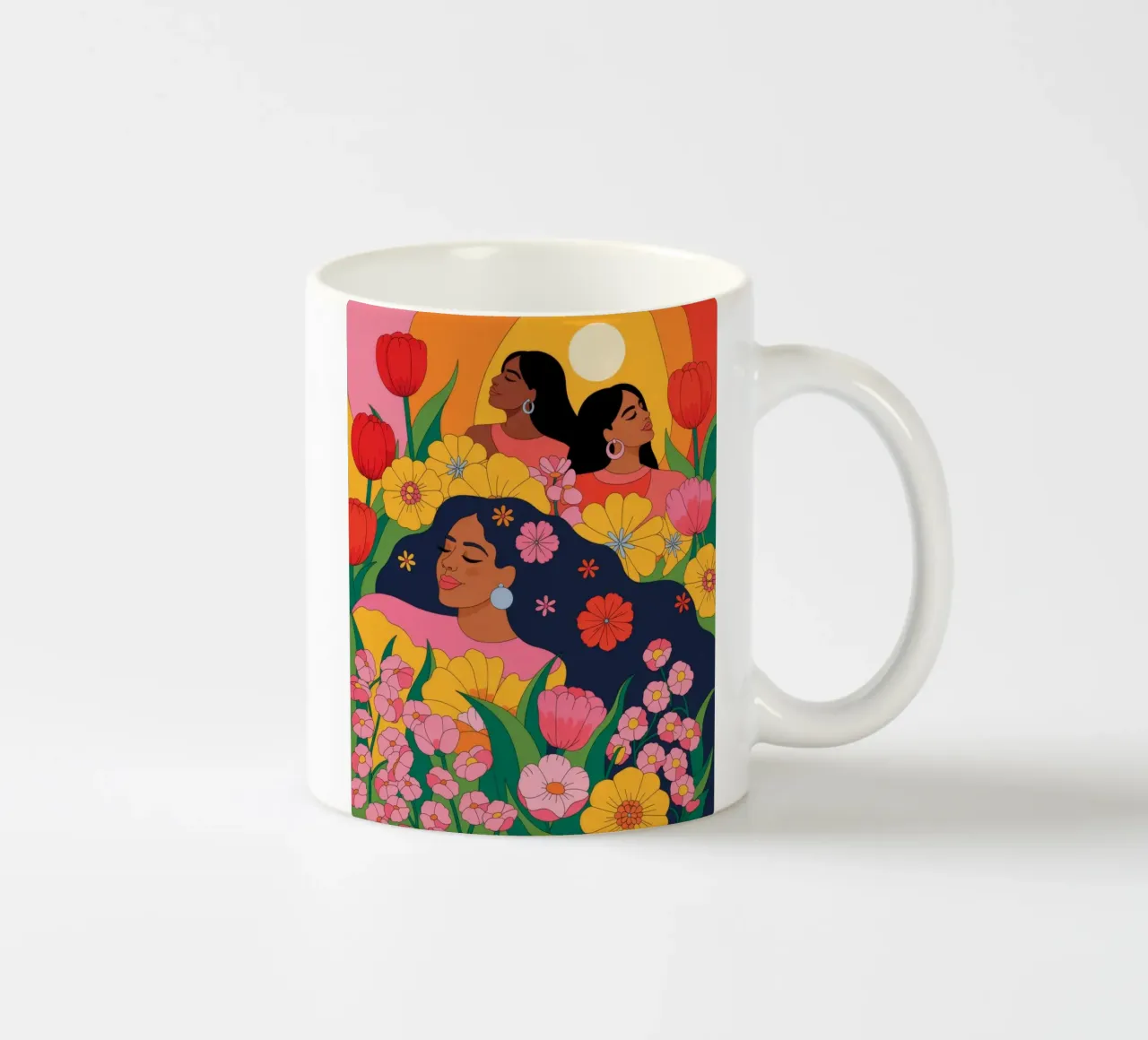 Abbraccio al tramonto in fiore tazza in ceramica da Silent Hue