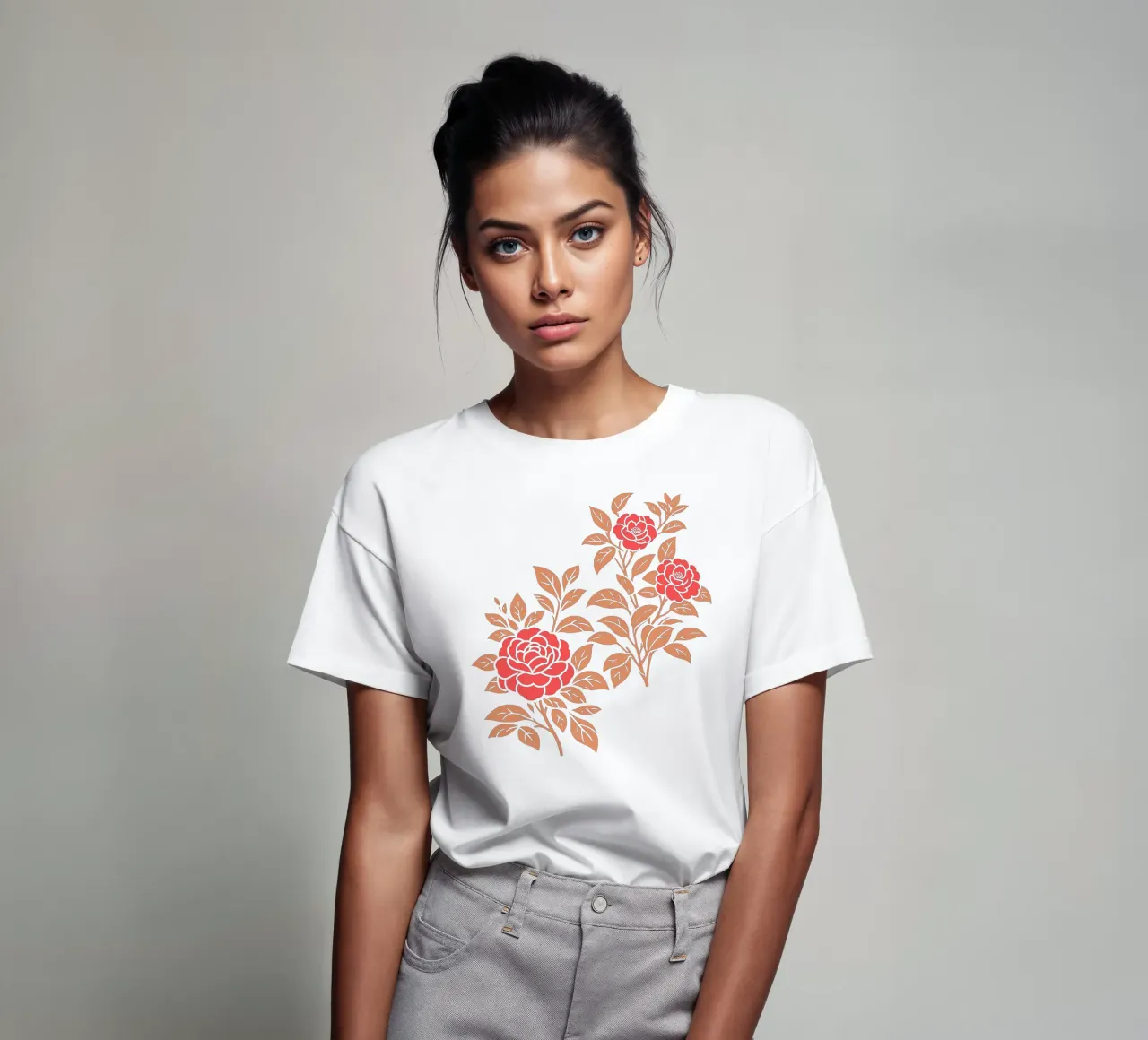 Fiori di camelia rossi e marroni t-shirt da SilverPegasus