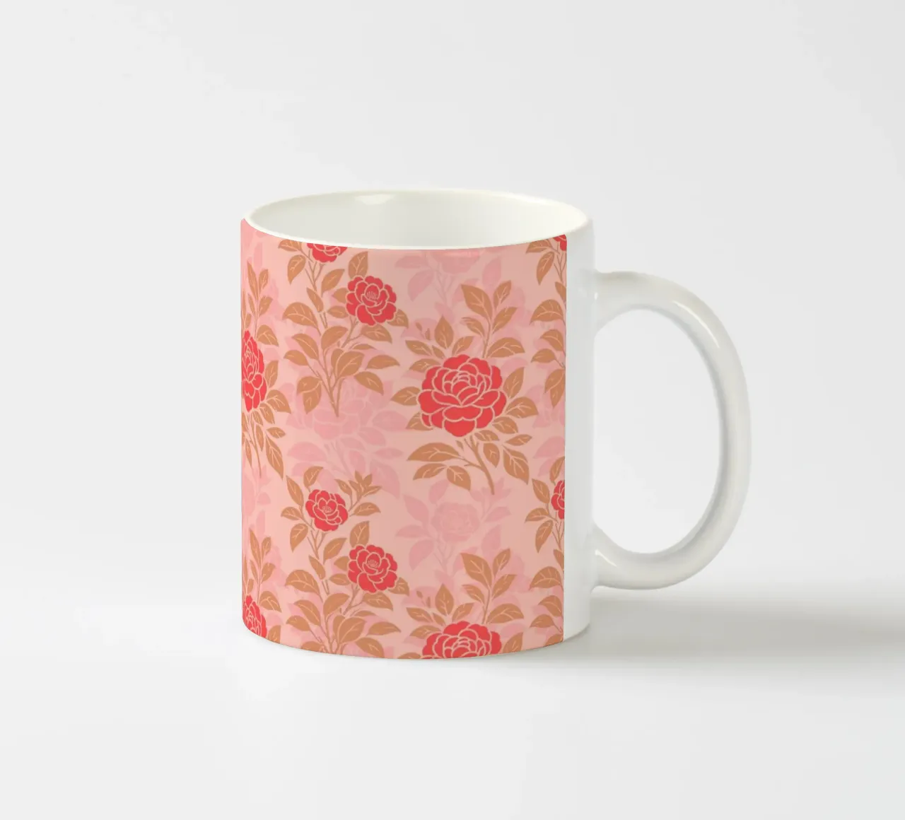 Fiori di camelia rossi e marroni tazza in ceramica da SilverPegasus