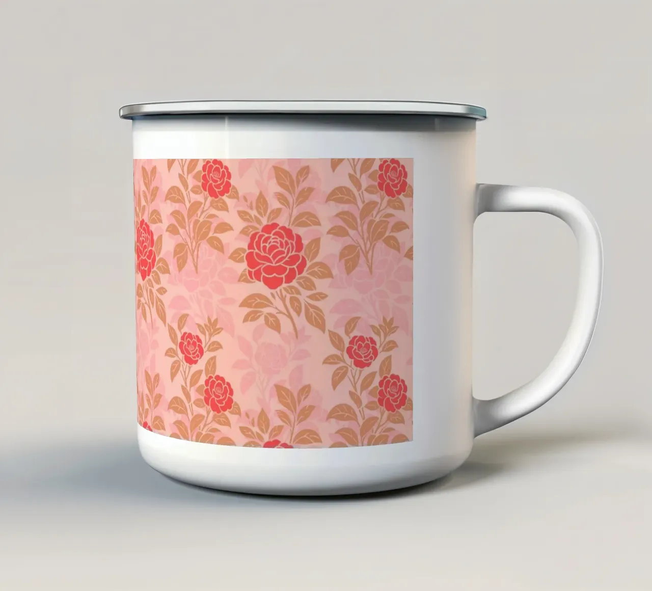 Fiori di camelia rossi e marroni tazza in smalto da SilverPegasus