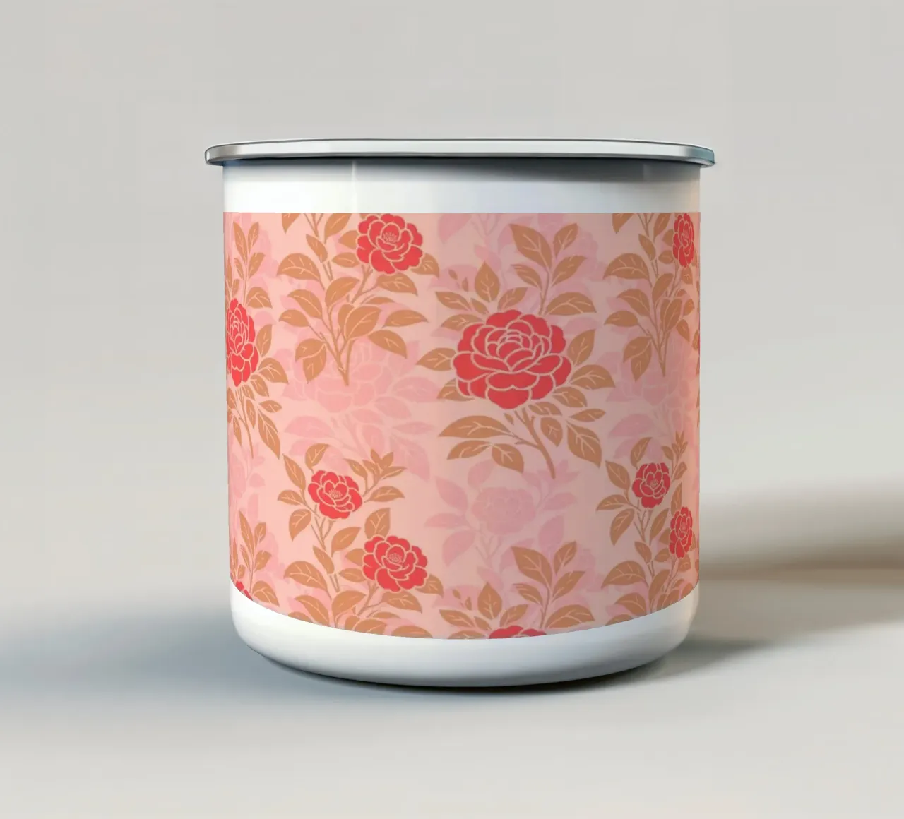 Fiori di camelia rossi e marroni tazza in smalto da SilverPegasus