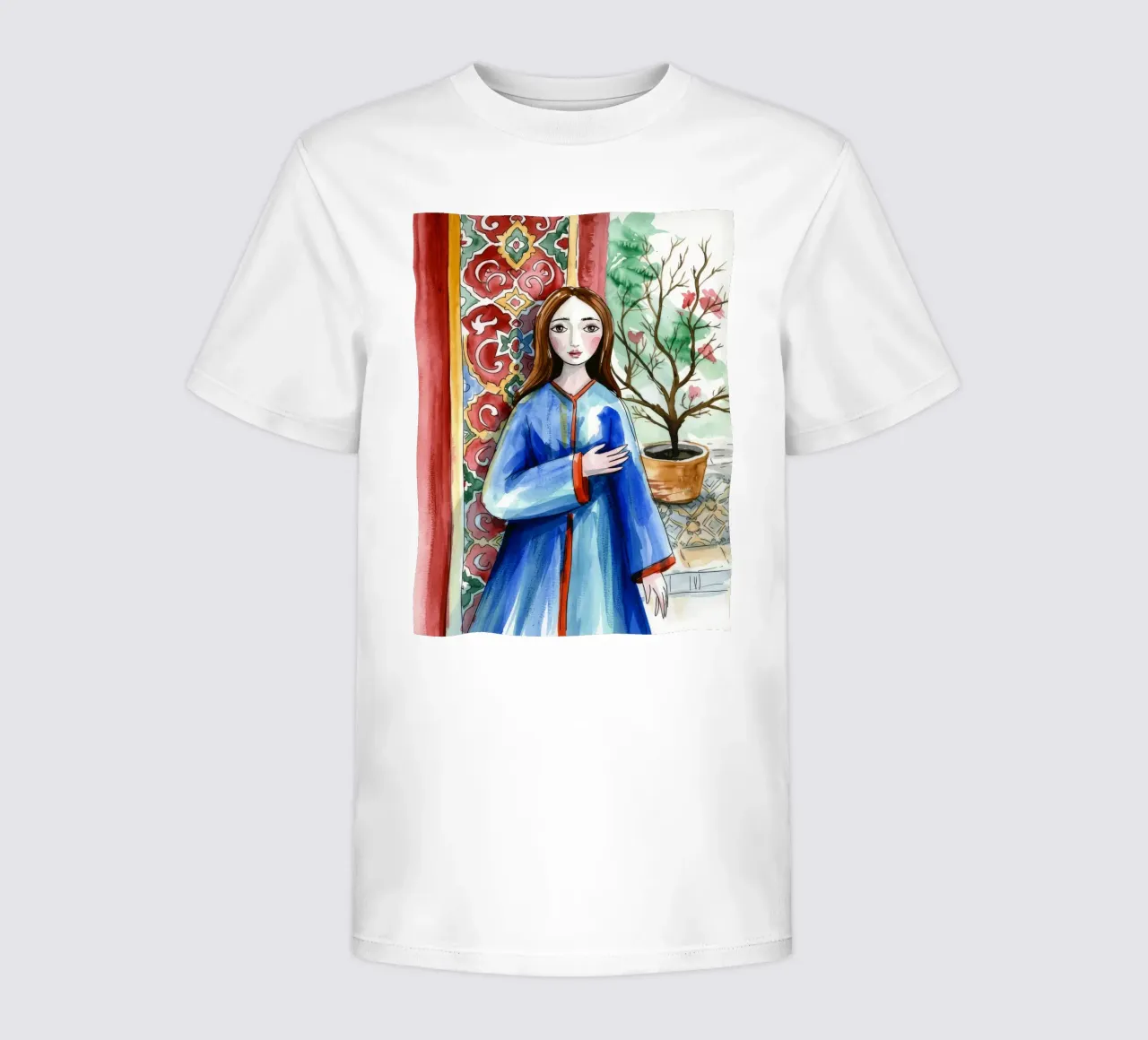 Oriental Elegance Portrait kids t-shirt by Silent Hue