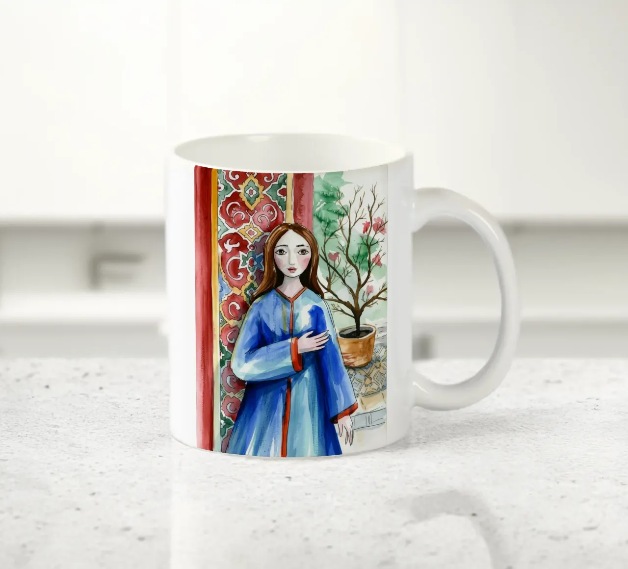 Oriental Elegance Portrait ceramic mug by Silent Hue