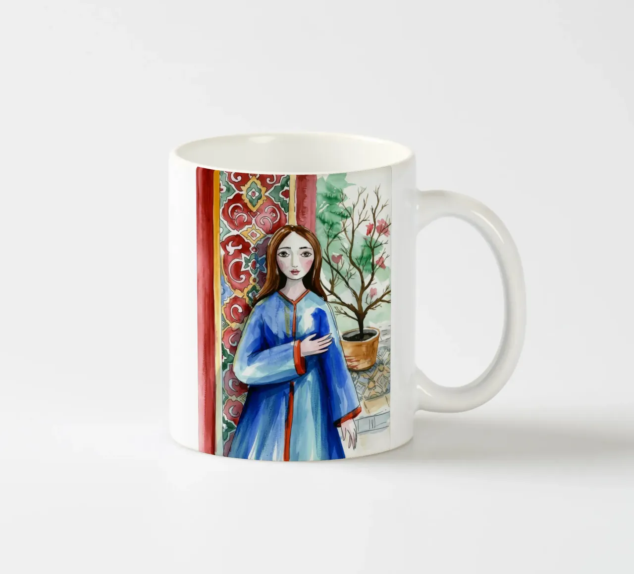 Oriental Elegance Portrait ceramic mug by Silent Hue