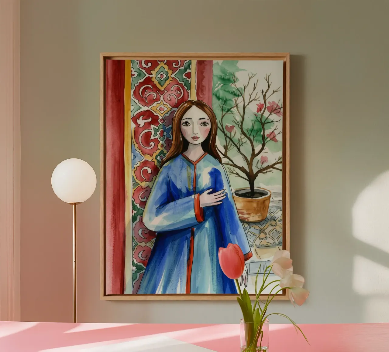 Portret van oosterse elegantie canvas met Baklijst van Silent Hue