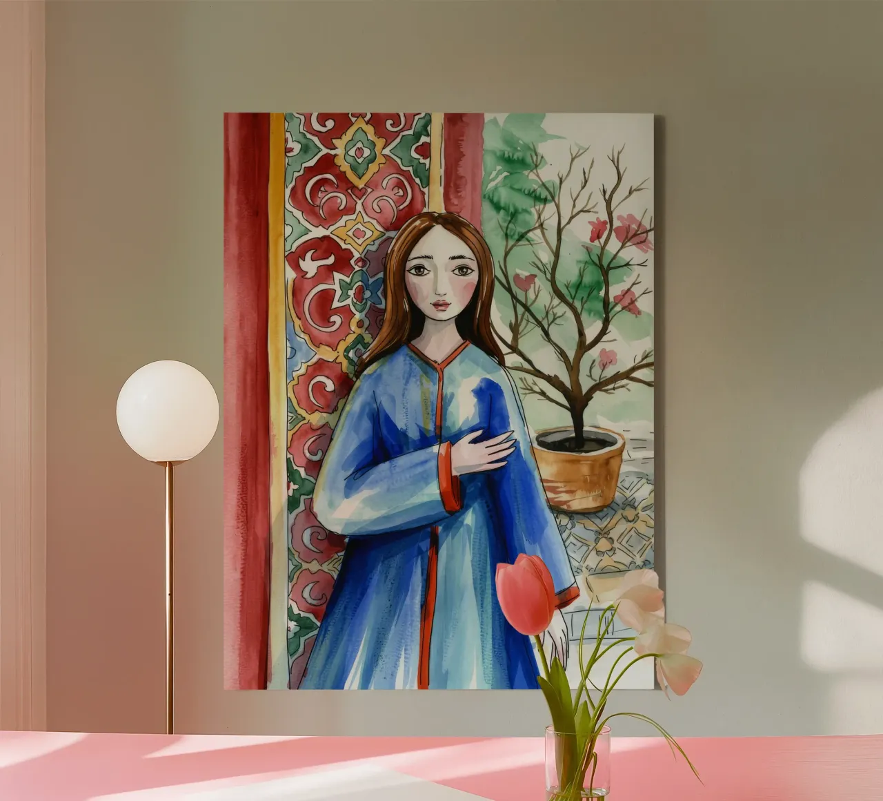 Portret van oosterse elegantie canvas met Baklijst van Silent Hue