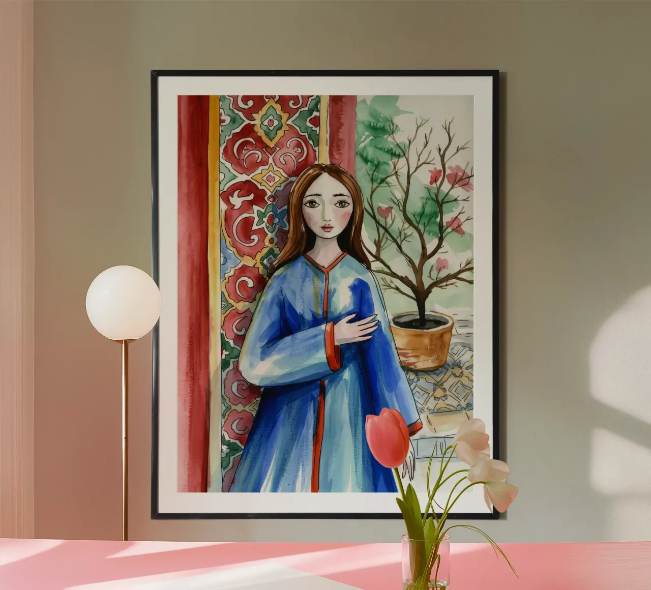 Ritratto di eleganza orientale poster con telaio in alluminio da Silent Hue