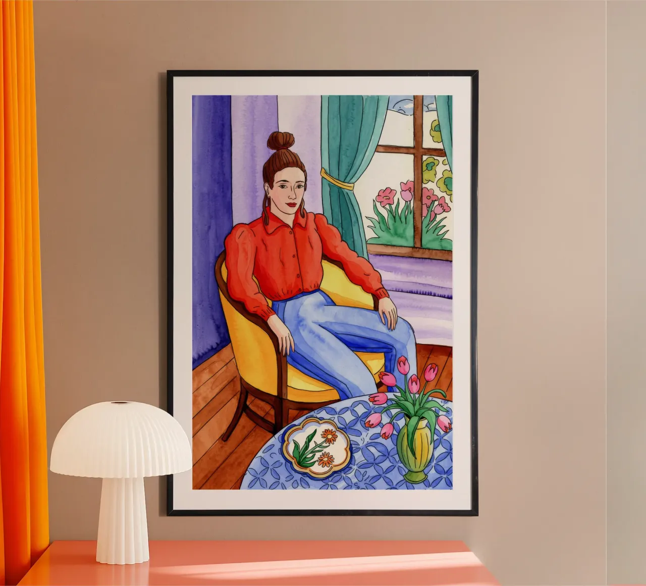 Serenità contemplativa in interni poster con telaio in legno da Silent Hue