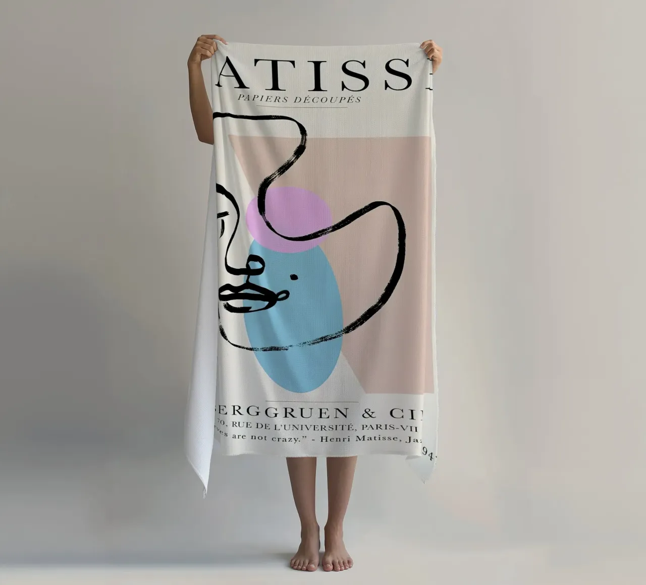 Matisse Woman Line Art Vintage serviette de plage de MinaHome