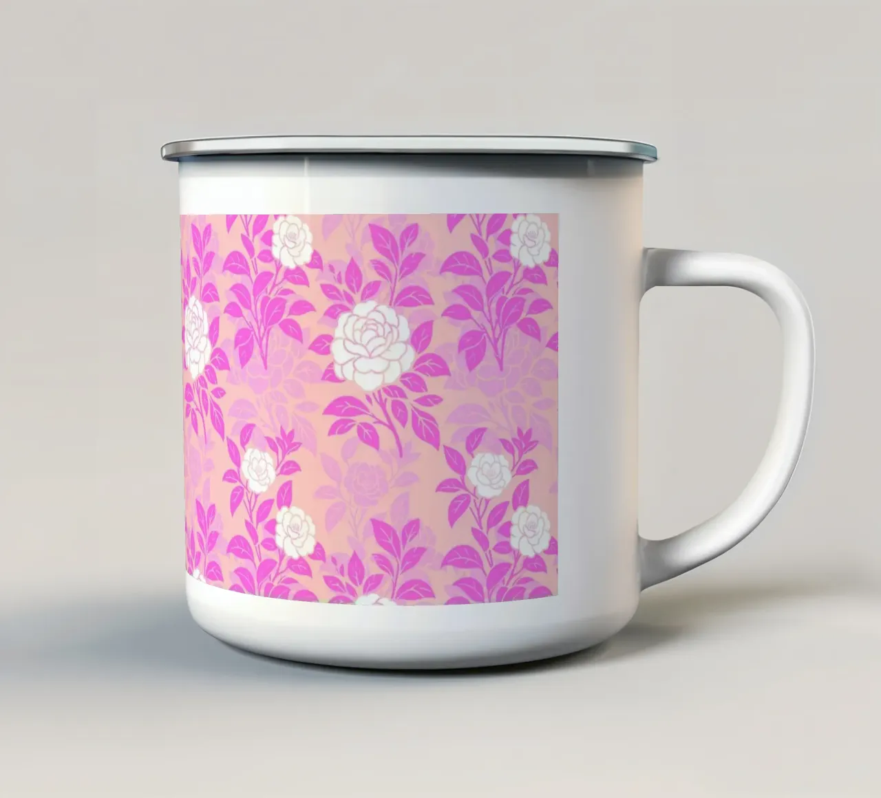 Fiori di camelia rosa e pesca tazza in smalto da SilverPegasus