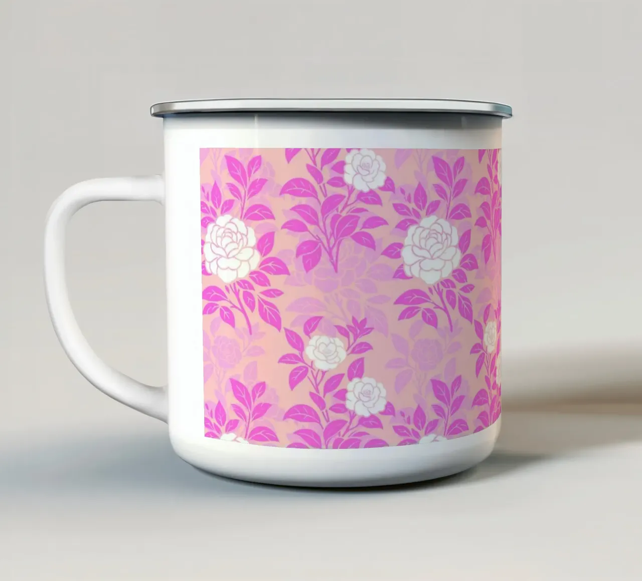 Fiori di camelia rosa e pesca tazza in smalto da SilverPegasus