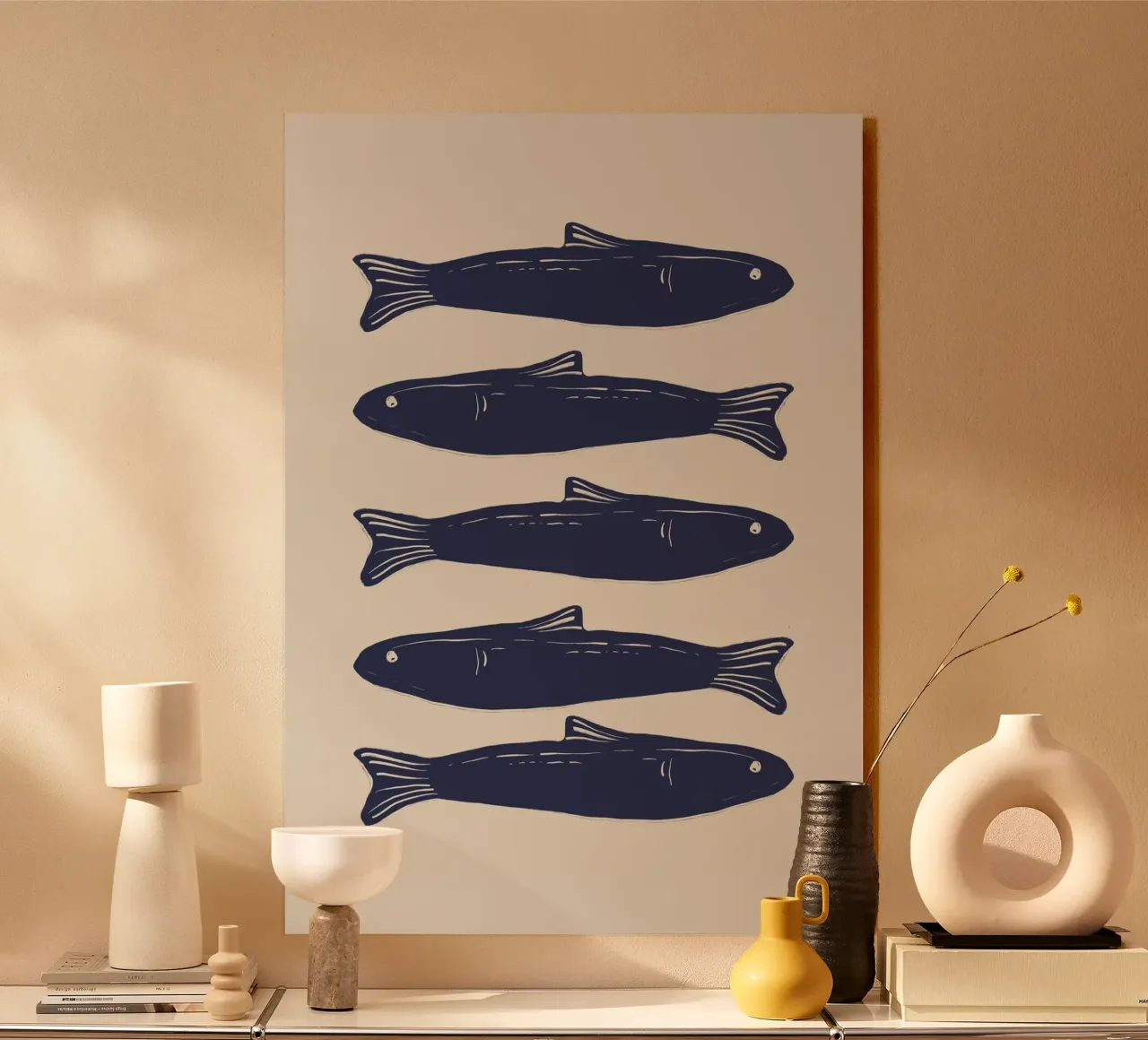 Illustrazione sardine no2 alluminio dibond da Sixmai