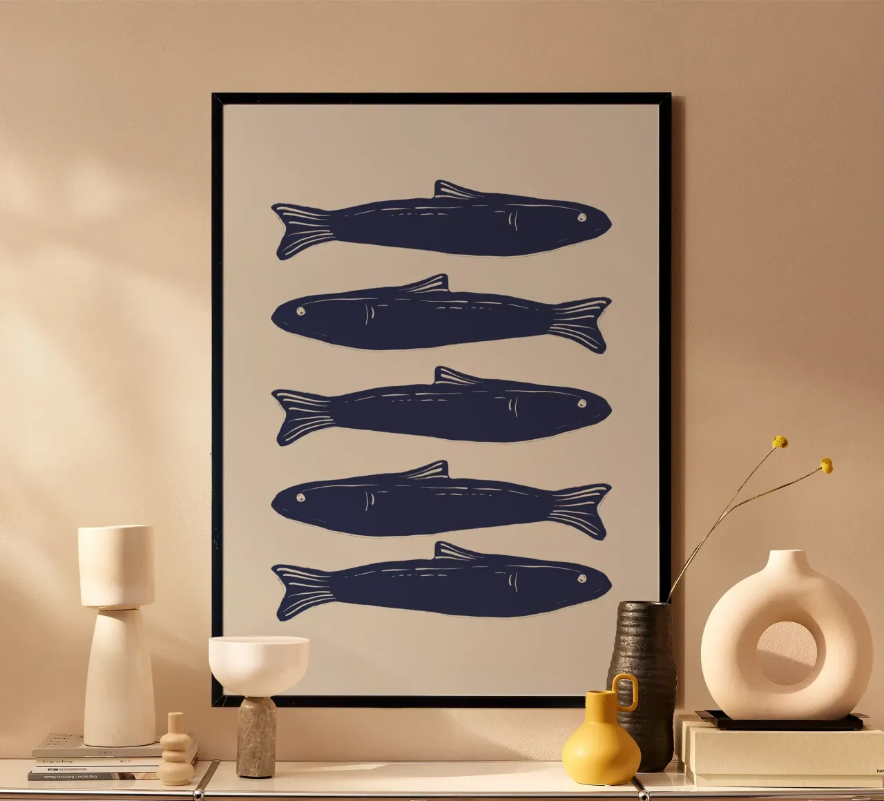 Illustrazione sardine no2 carta hahnemühle da Sixmai