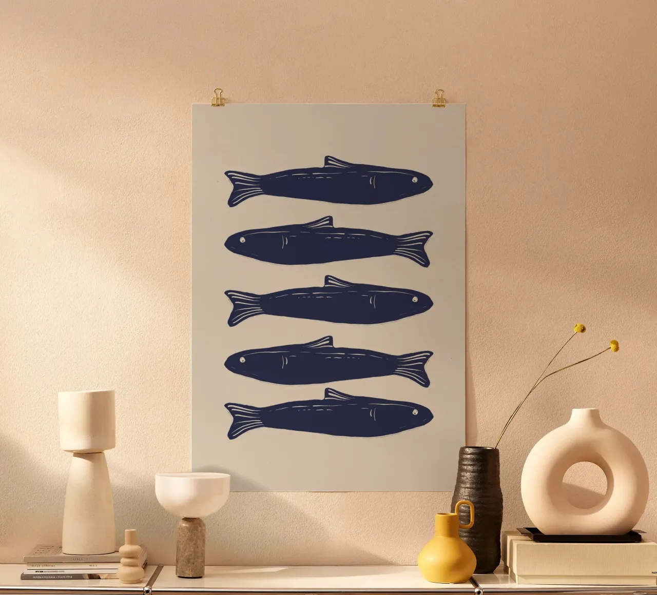 Illustrazione sardine no2 carta hahnemühle da Sixmai