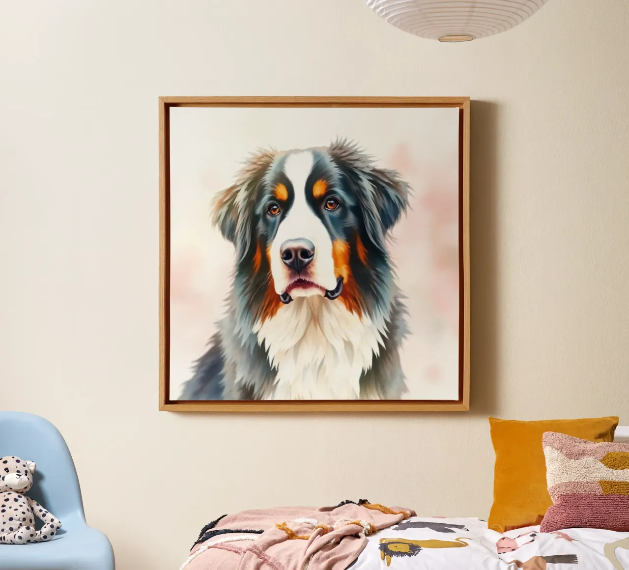 Beautiful Bernese Mountain Dog #31 canvas with Floater frame by Yumis.Beargang.and.Me