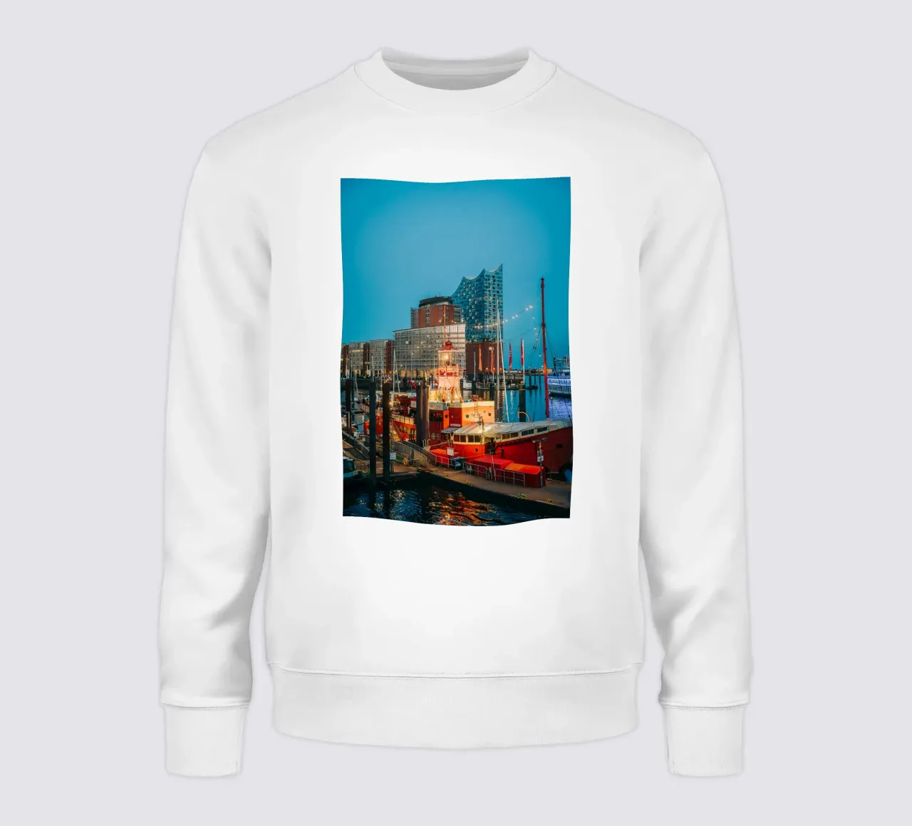 Il porto di Amburgo con la Elbphilharmonie felpa da Bold and Retro