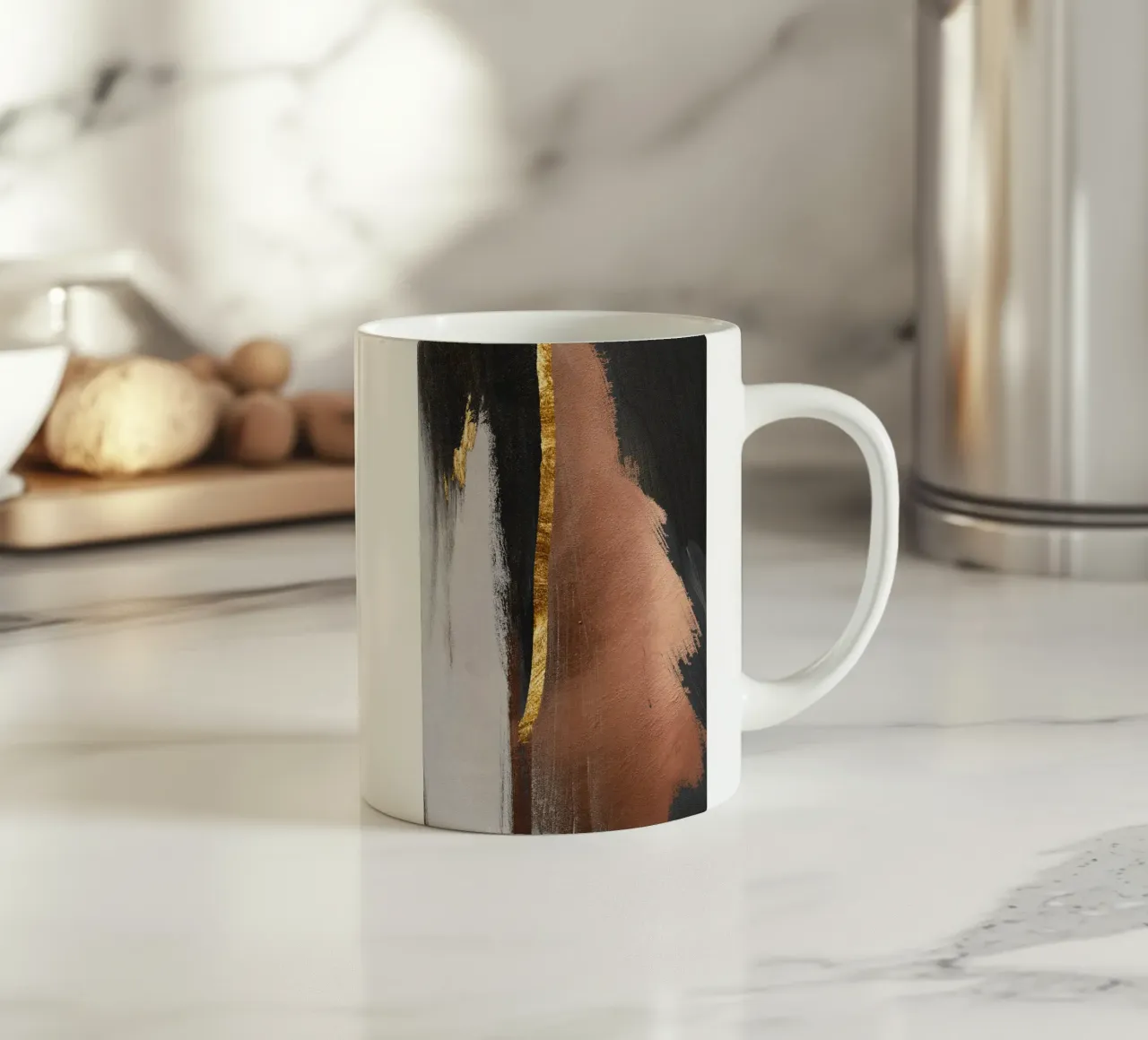 abstract art red and black ceramic mug by ramosashop