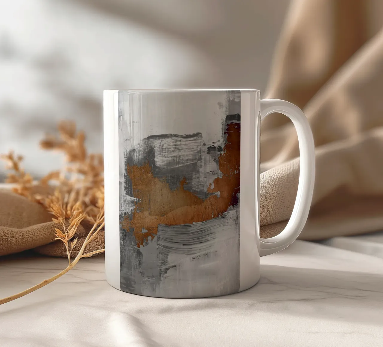 Swirling gray and white brushstrokes tazza in ceramica da ramosashop