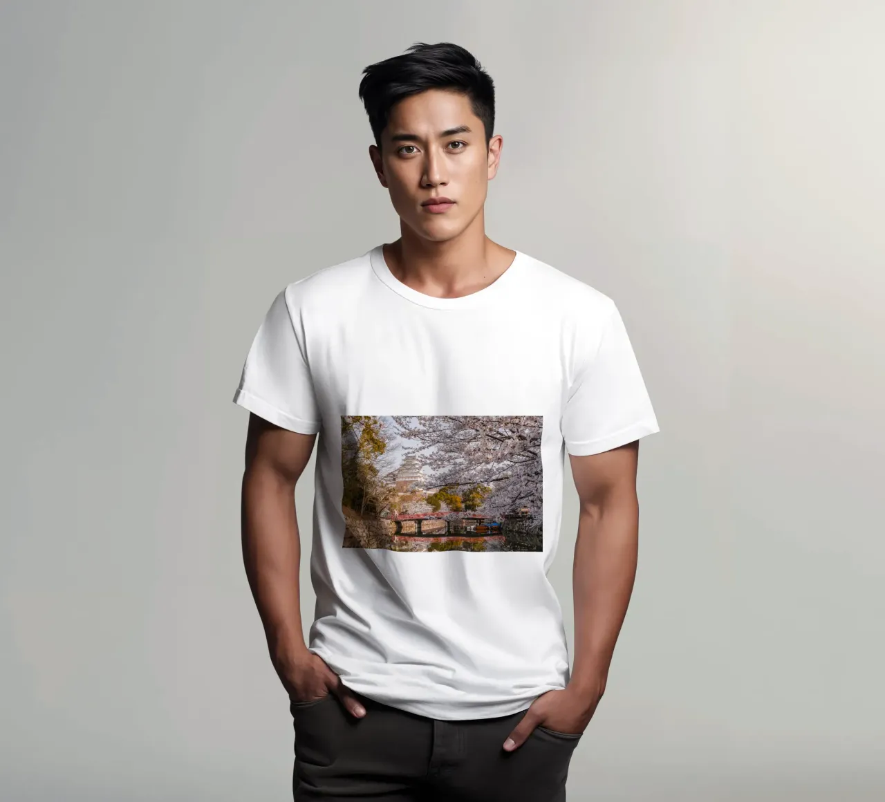 I ciliegi in fiore del castello di Himeji, Giappone t-shirt da Marcel Bisig