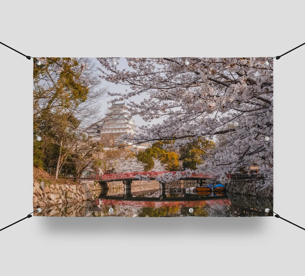I ciliegi in fiore del castello di Himeji, Giappone telo in pvc da Marcel Bisig