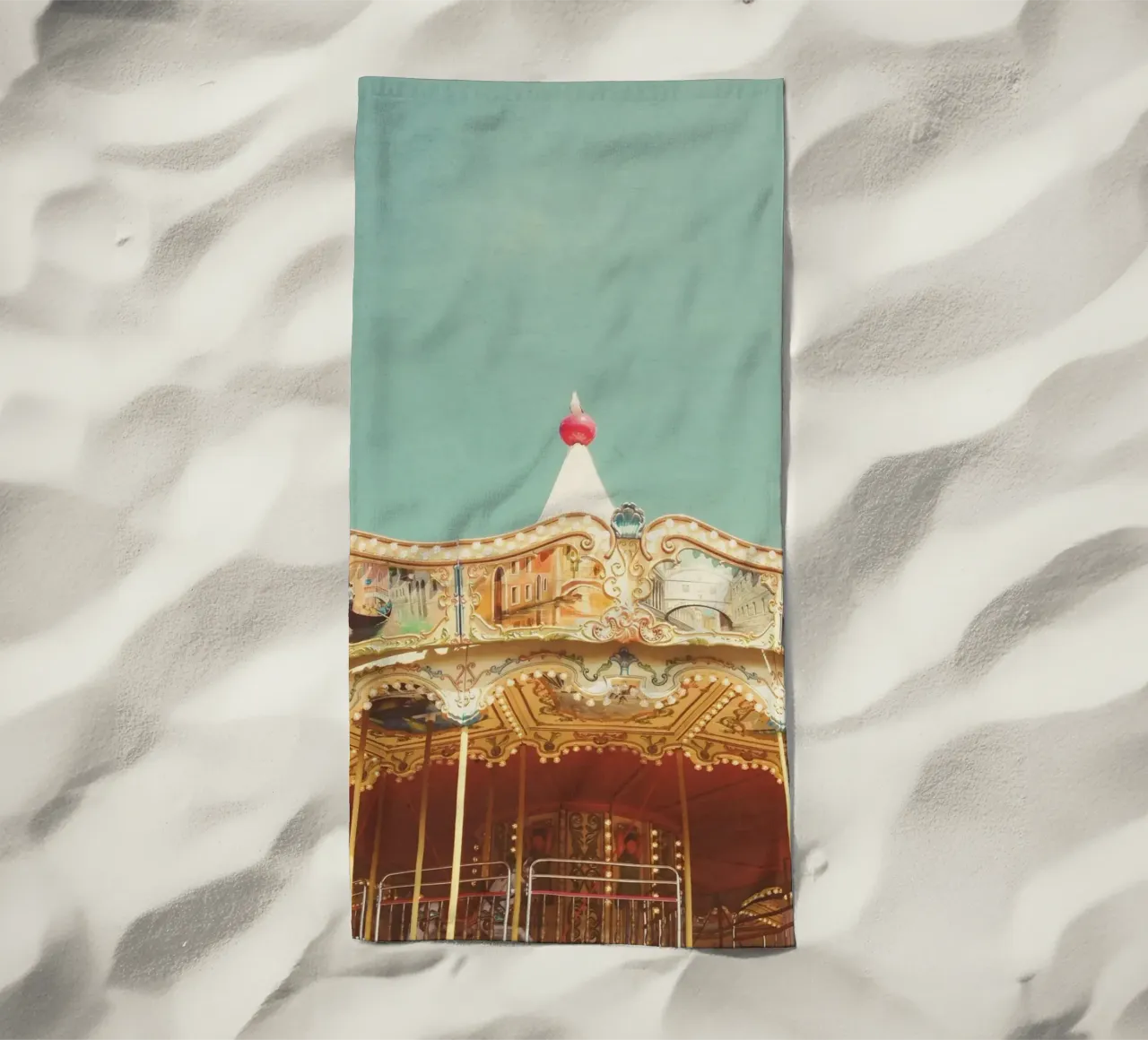 Carousel Lights beach towel by Cassia Beck Photography