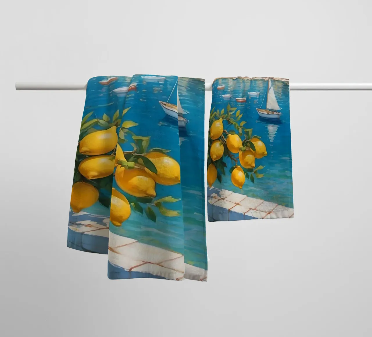 Lemon Days in Capri asciugamano da bagno da Indigo Rain