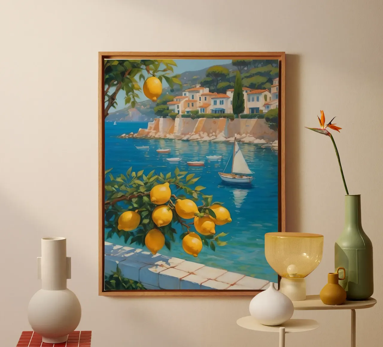 Lemon Days in Capri tela con Cornice a cassetta da Indigo Rain