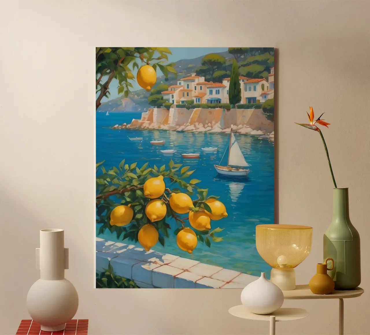 Lemon Days in Capri tela con Cornice a cassetta da Indigo Rain