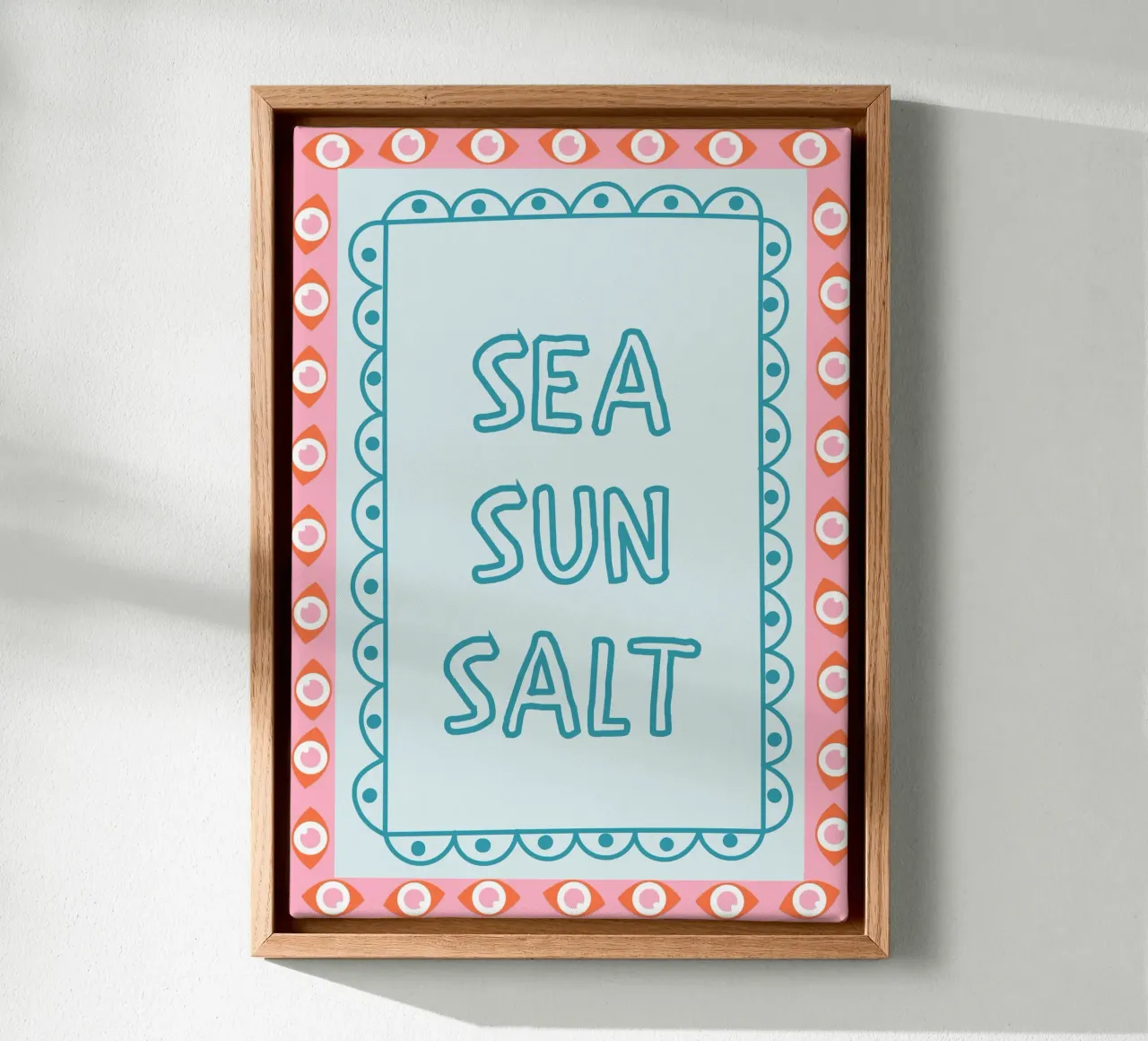 Zee, Zon, Zout Print, Zee Poster, Oceaan Strand Kunst canvas met Baklijst van DolceVita