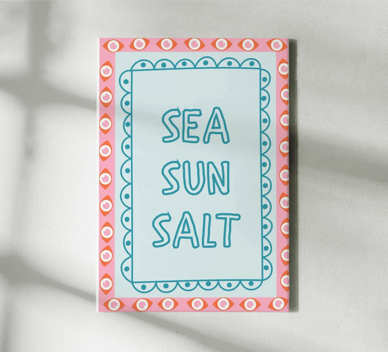Zee, Zon, Zout Print, Zee Poster, Oceaan Strand Kunst canvas met Baklijst van DolceVita