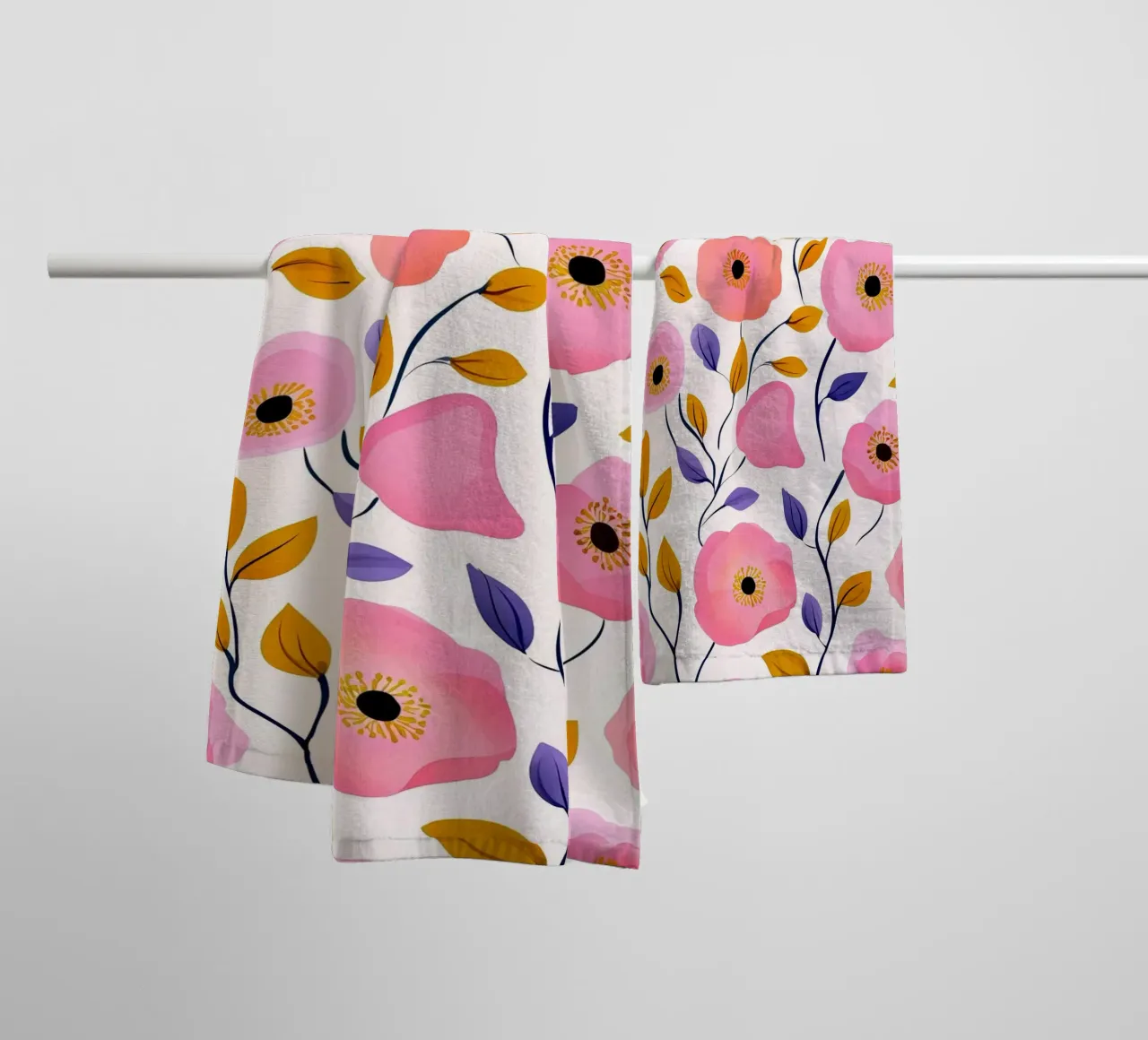 Pink Poppies Abstract Flower Spiritual Vintage Botanical Art towel by Gentle Echoes Art