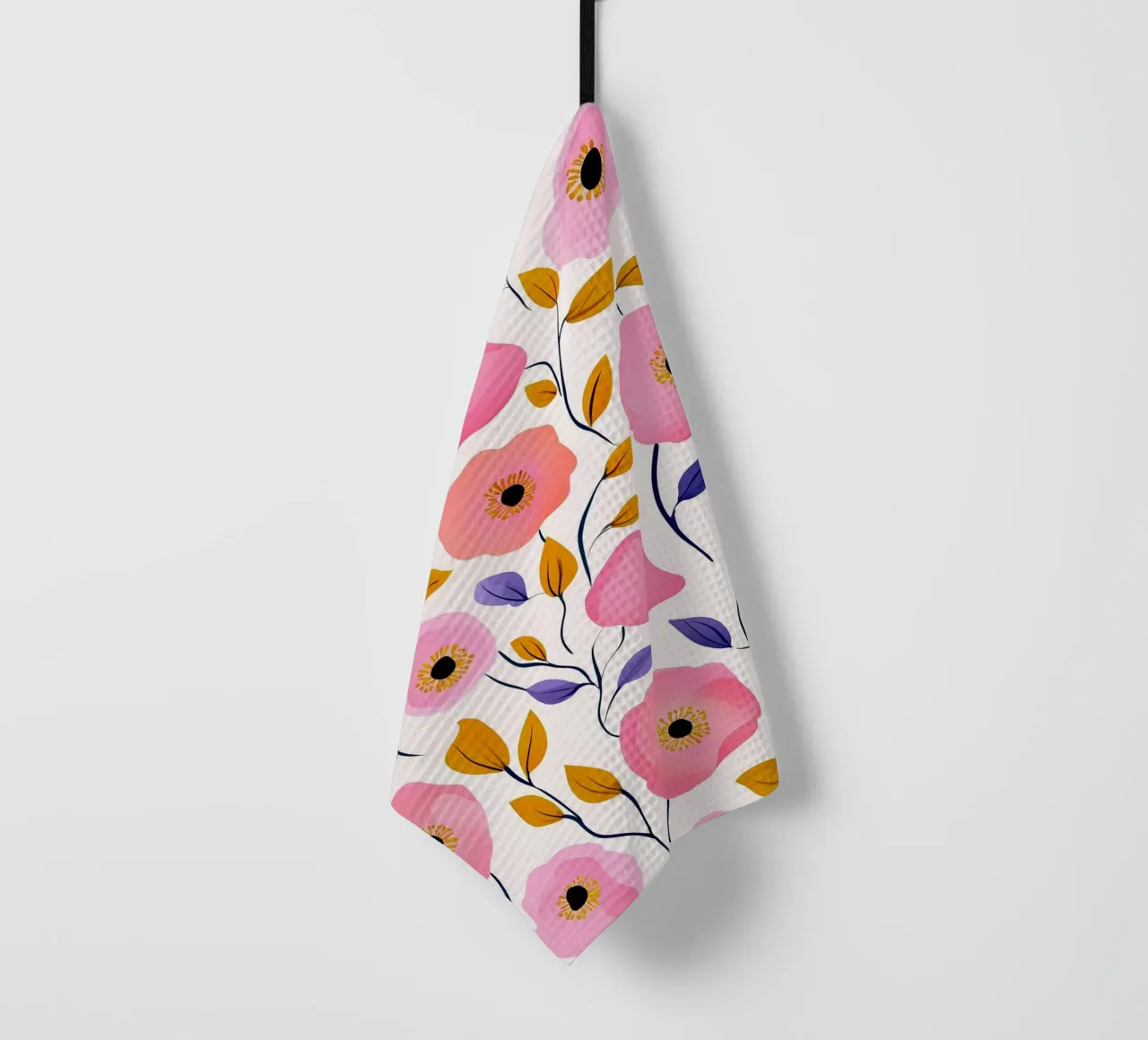 Pink Poppies Abstract Flower Spiritual Vintage Botanical Art tea towel by Gentle Echoes Art