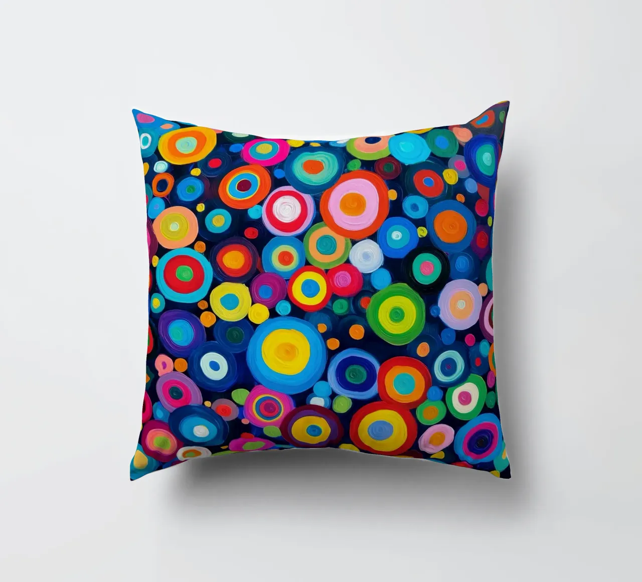 Het regent kleurrijke cirkels | Abstract Canvas Schilderij kussen van Autofocus