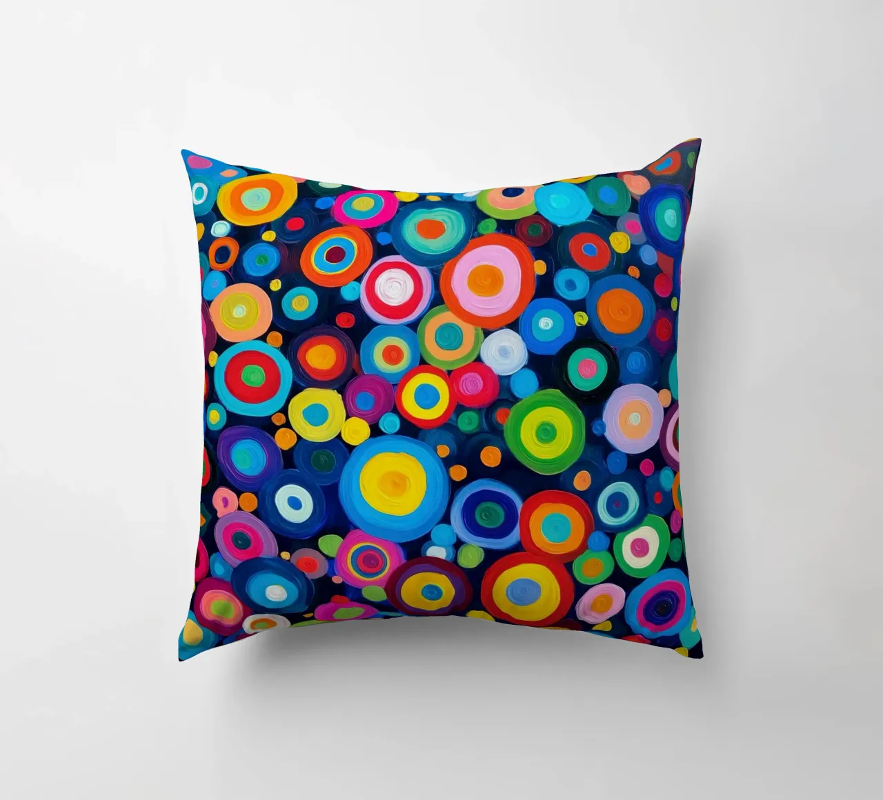 Het regent kleurrijke cirkels | Abstract Canvas Schilderij kussen van Autofocus