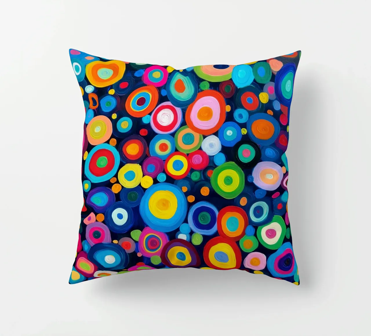 Het regent kleurrijke cirkels | Abstract Canvas Schilderij kussen van Autofocus