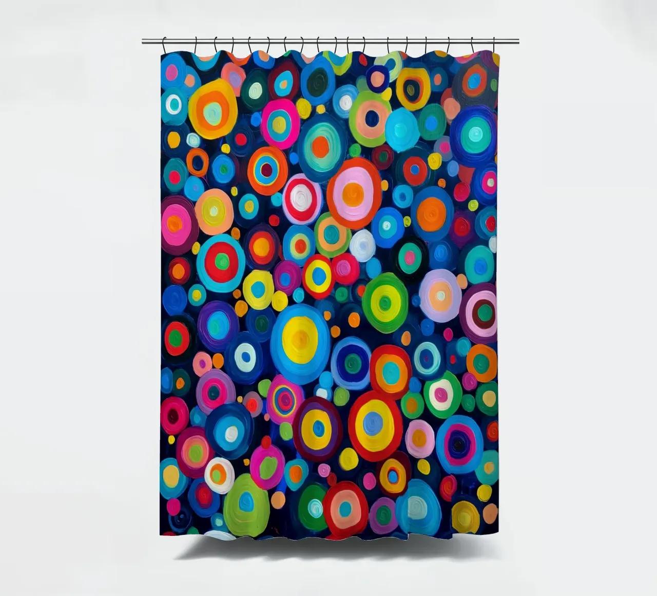 Het regent kleurrijke cirkels | Abstract Canvas Schilderij douchegordijn van Autofocus