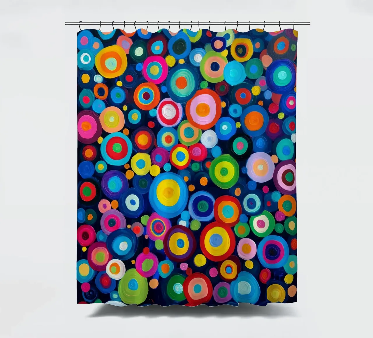 Het regent kleurrijke cirkels | Abstract Canvas Schilderij douchegordijn van Autofocus