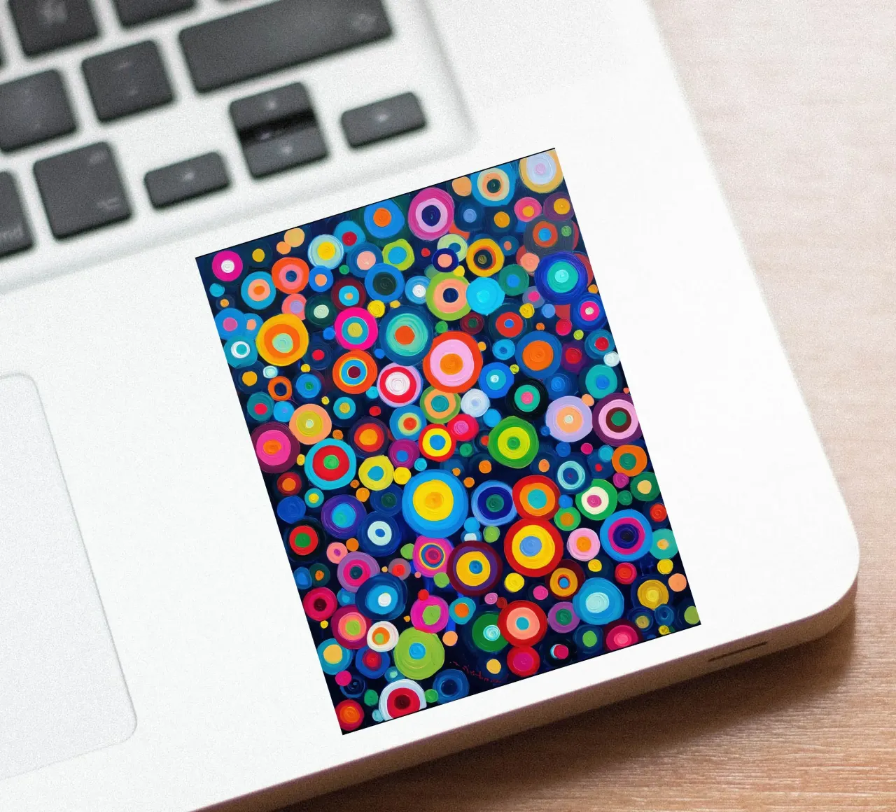 Het regent kleurrijke cirkels | Abstract Canvas Schilderij sticker van Autofocus