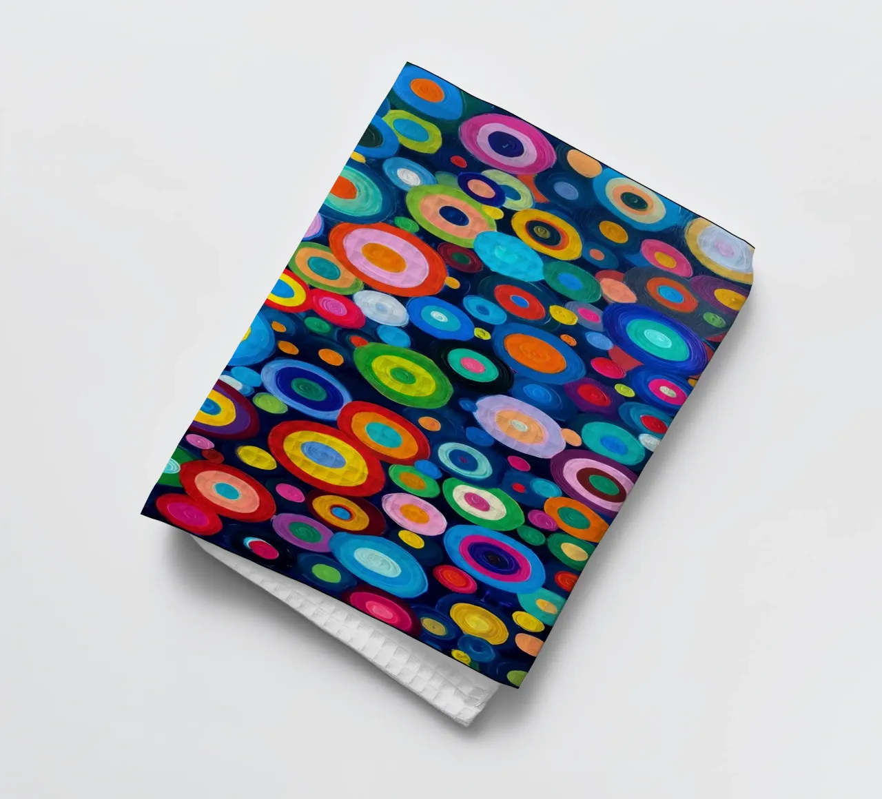 Het regent kleurrijke cirkels | Abstract Canvas Schilderij theedoek van Autofocus