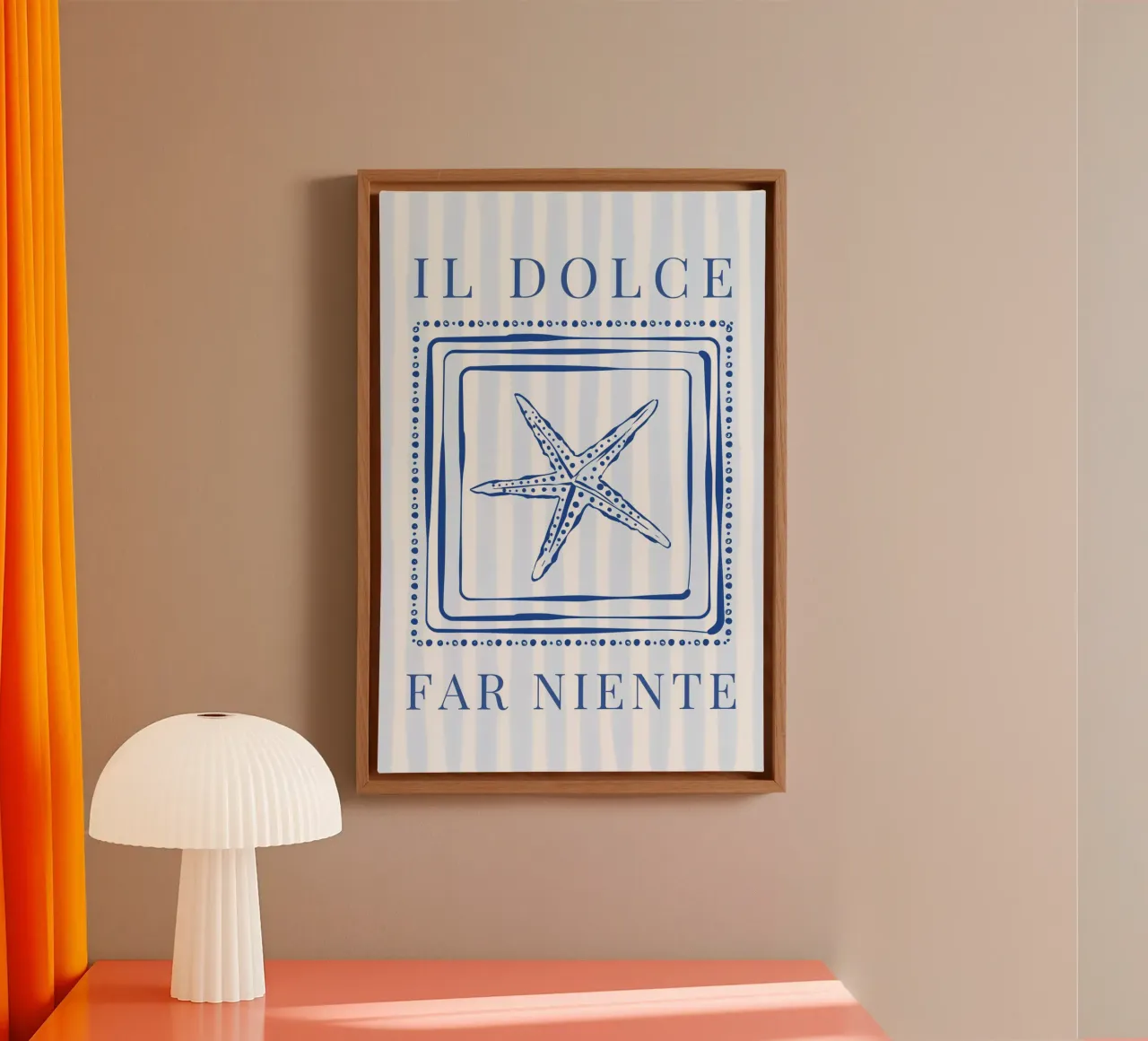 Starfish Print, Beach Summer Poster, Ocean Art canvas with Floater frame by DolceVita