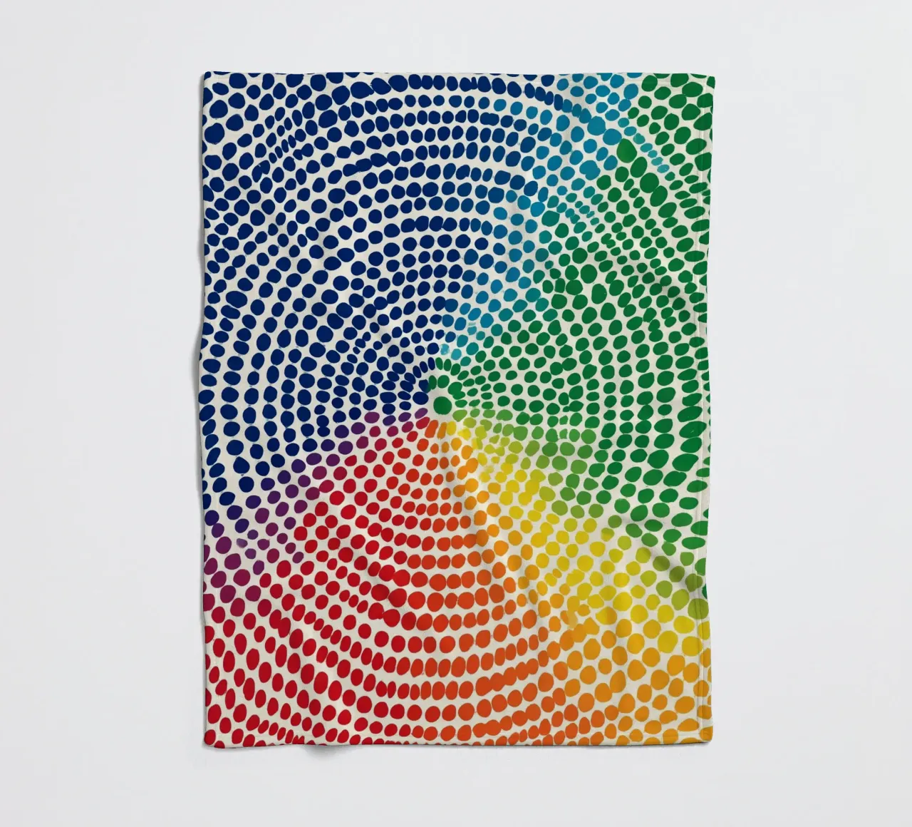 Abstract concentric rainbow dots fleece blanket by Autofocus