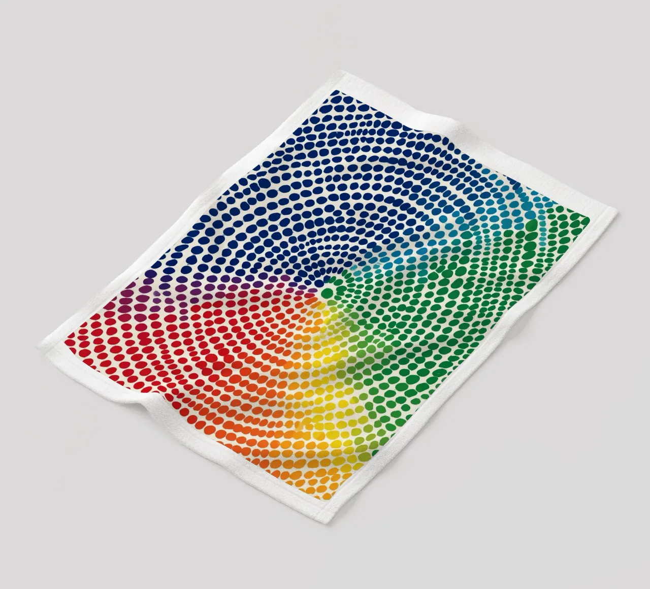 Abstract concentric rainbow dots fleece blanket by Autofocus