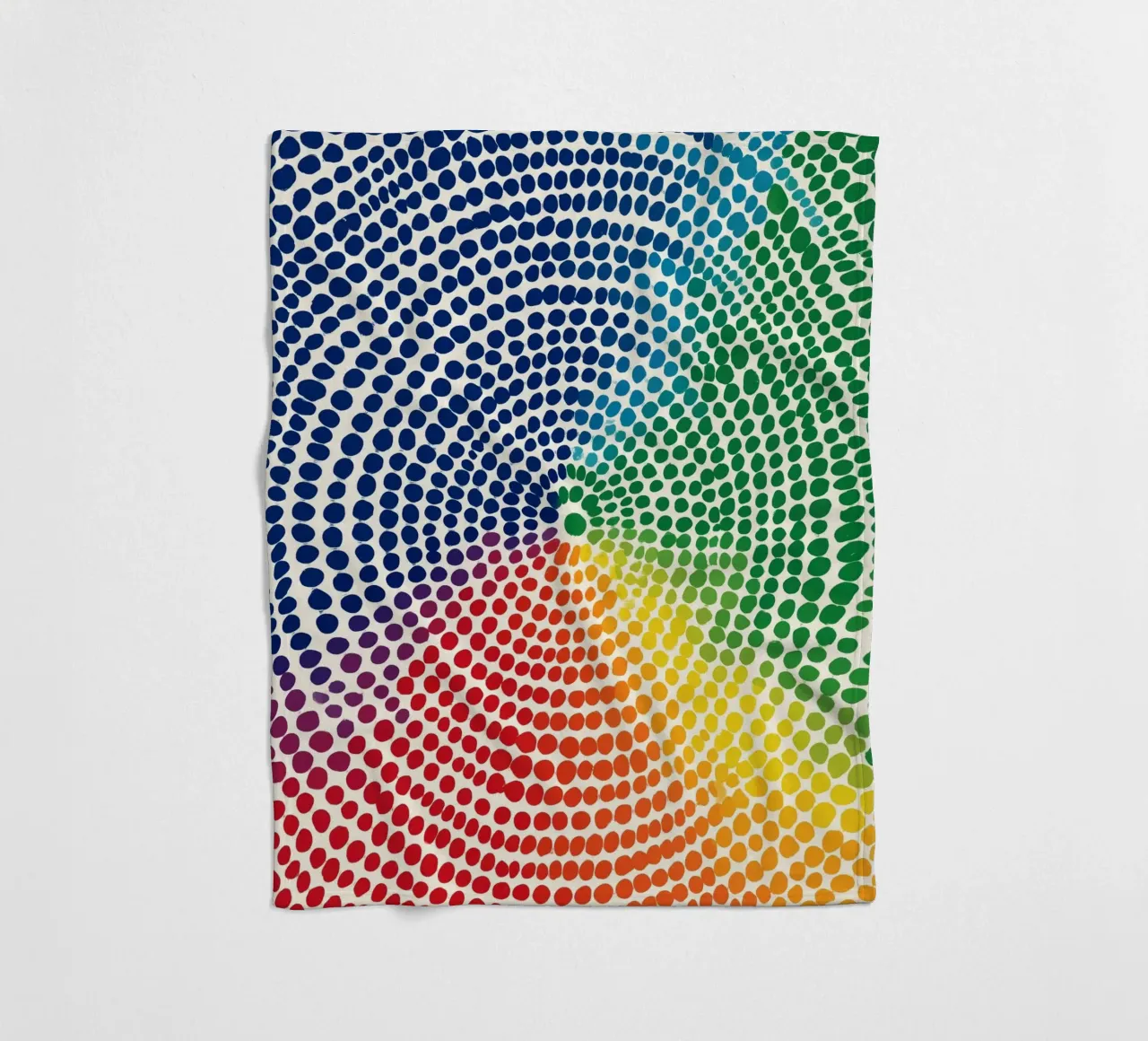 Abstract concentric rainbow dots fleece blanket by Autofocus