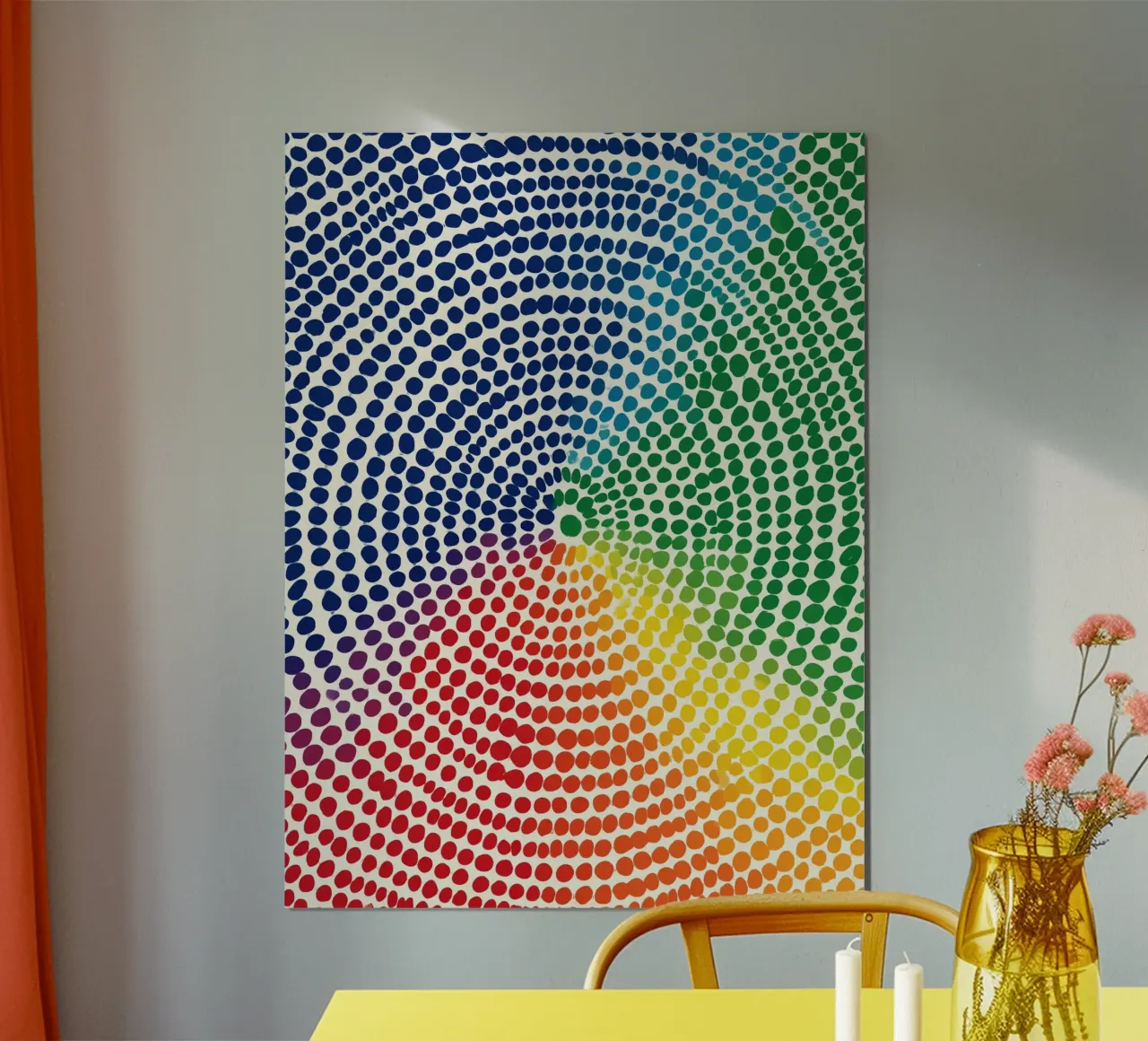 Abstract concentric rainbow dots poster by Autofocus