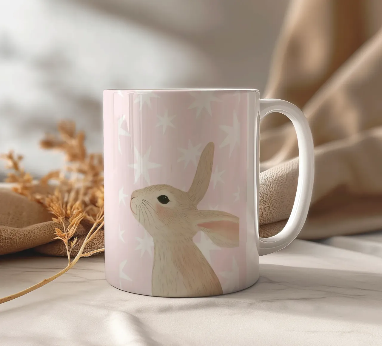 Bunny Poster, Nursery Wall Art, Kids Wall Art ceramic mug by Little Lola
