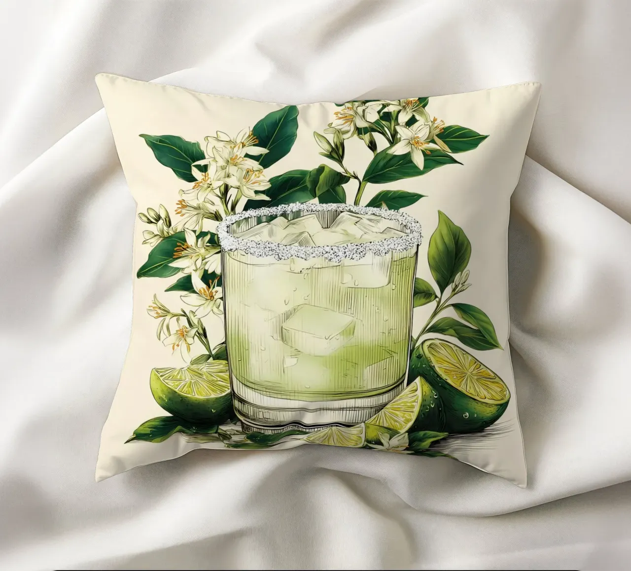 Botanical Margarita Print decorative cushion by Tipple Tales